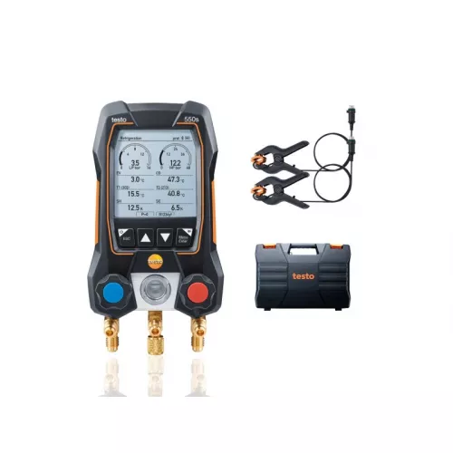 testo 550s Комплект 1 (0564 5501) - Умный цифровой манометрический коллектор и зонды-зажимы температуры с фиксированным кабелем фото 1