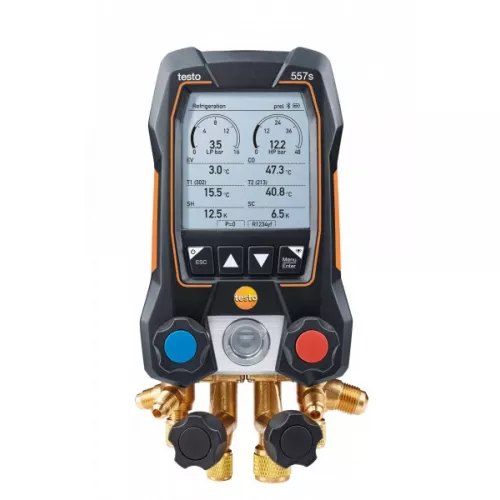 testo 557s Комплект 2 (0564 5572) - Умный цифровой манометрический коллектор, смарт-зонды вакуума и температуры и набор из четырёх заправочных шлангов фото 3